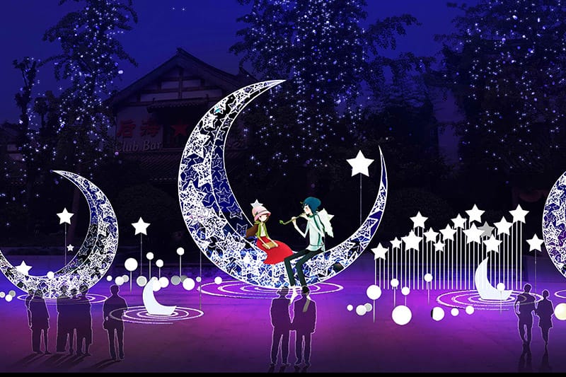 月伴湾主题元素花灯，中秋花灯